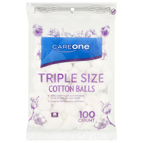 CareOne Cotton Balls Triple Size - 100 ct bag